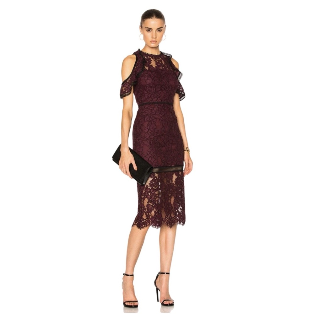 Alexis Evie Elegant Cold-Shoulder Lace Sheath Dress Item 0309